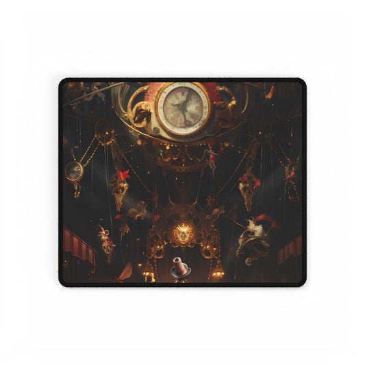 Enchanted Timepiece Carousel: A Whimsy-Filled Artwork - Desk Mat