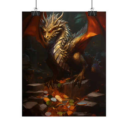 Ancient Fantasy Dragon Guard: Majestic Creature Art - Poster
