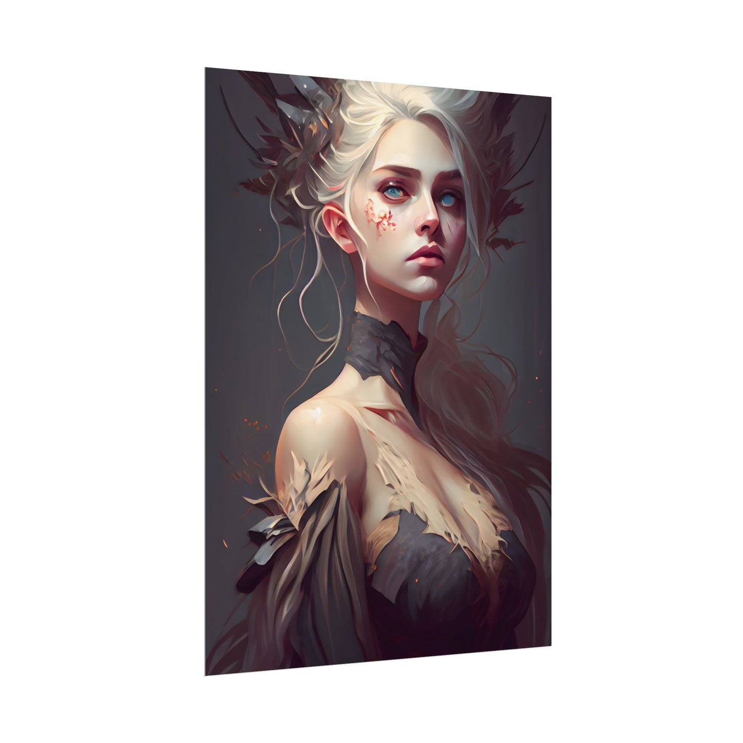 Elegant Blonde Portrait: Outdoor Woman in Dress - Poster