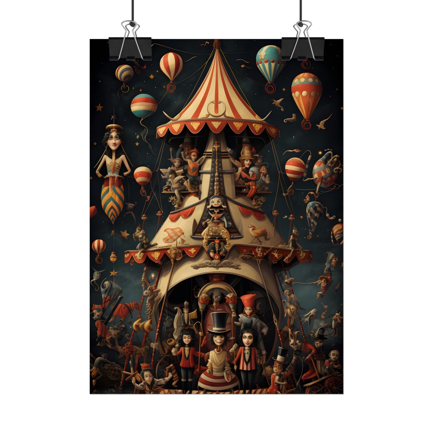 Whimsical Clockwork Circus: Fantastical Artwork in Vibrant Colors - Poster
