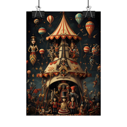 Whimsical Clockwork Circus: Fantastical Artwork in Vibrant Colors - Poster