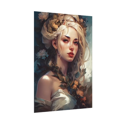 Dramatic Blonde Portrait: Red Hues Digital Art - Poster