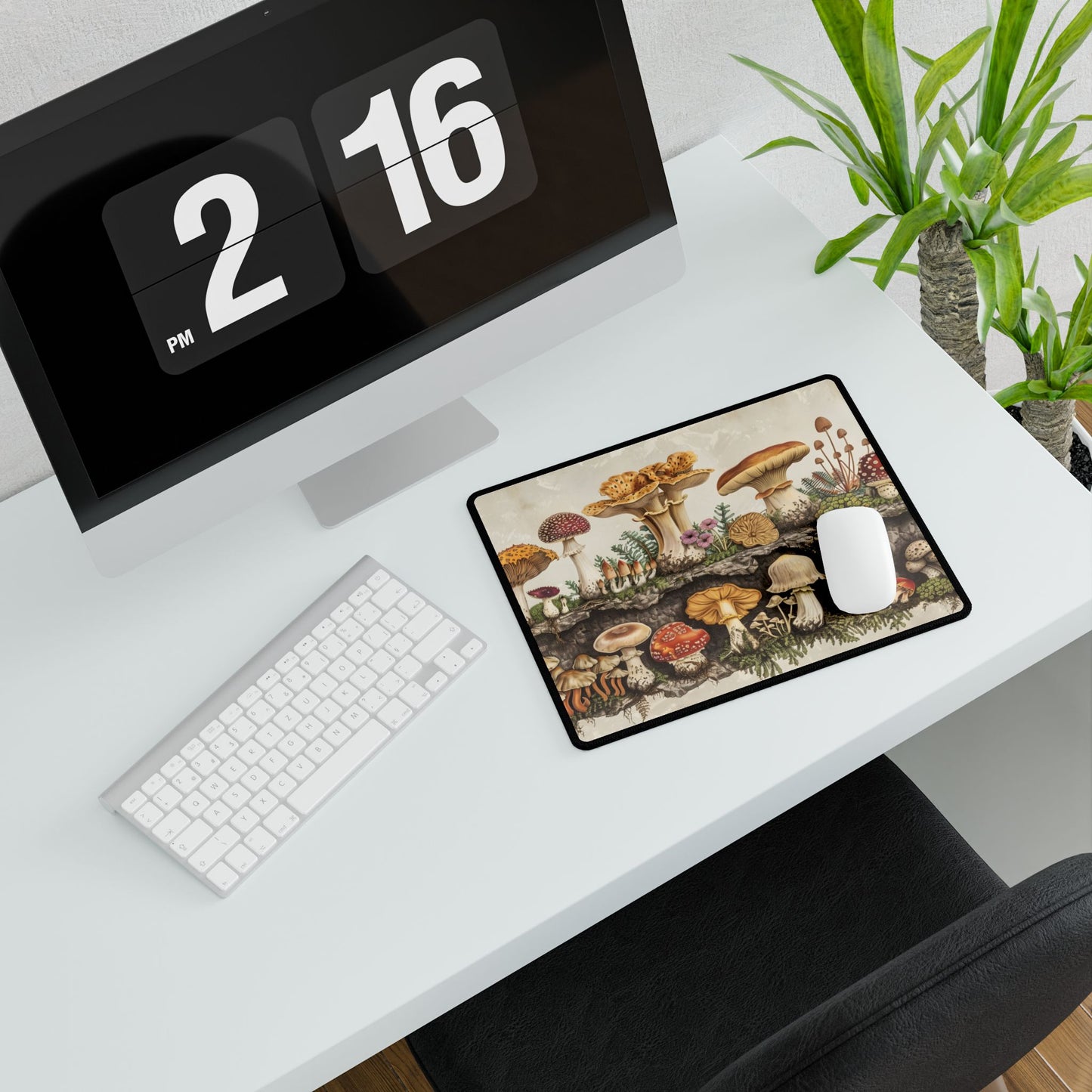 Vintage Mushroom Illustration: Detailed Artwork - Desk Mat