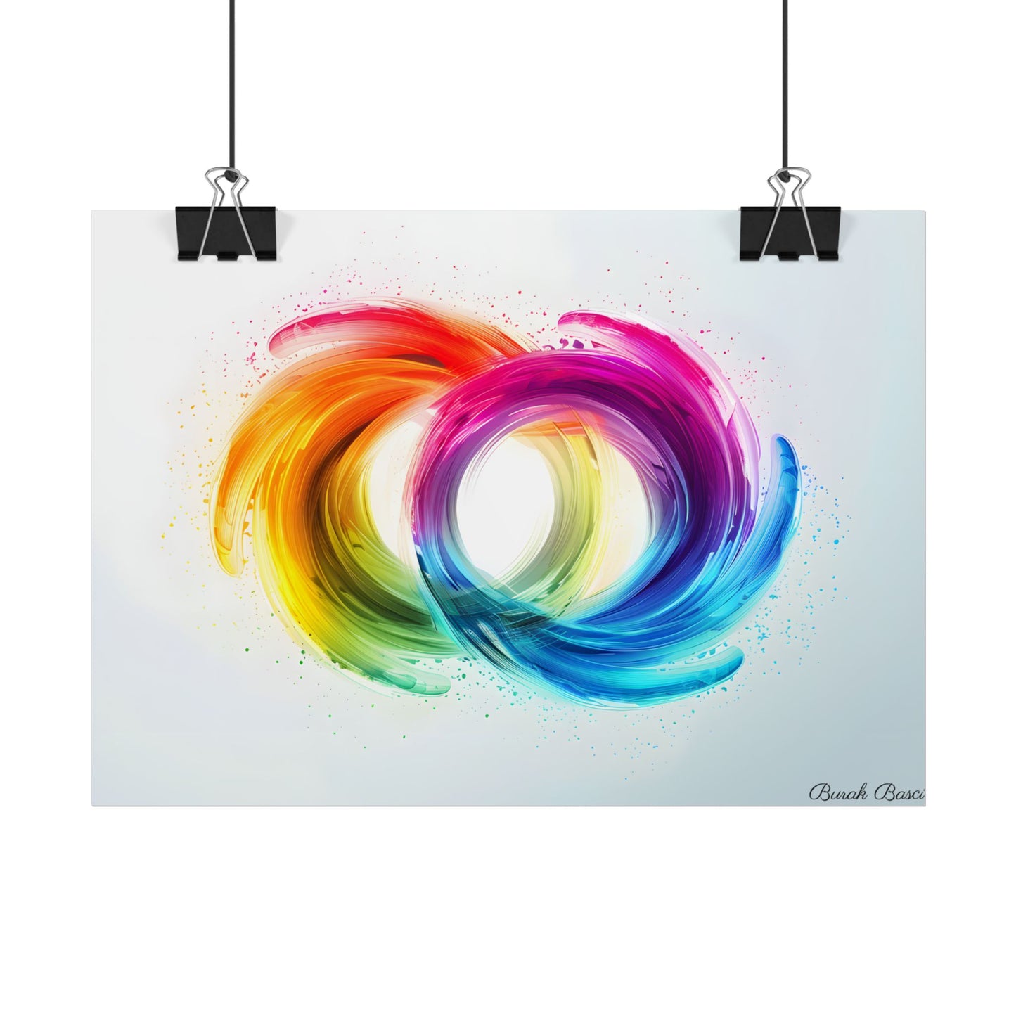 Swirling Colors: Gradient Artwork with Red, Blue, and Yellow Circles - Poster