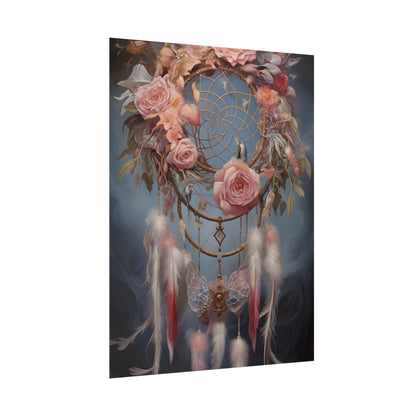 Ethereal Dreamcatcher Realm: Surreal Artwork with Colorful Feathers - Poster