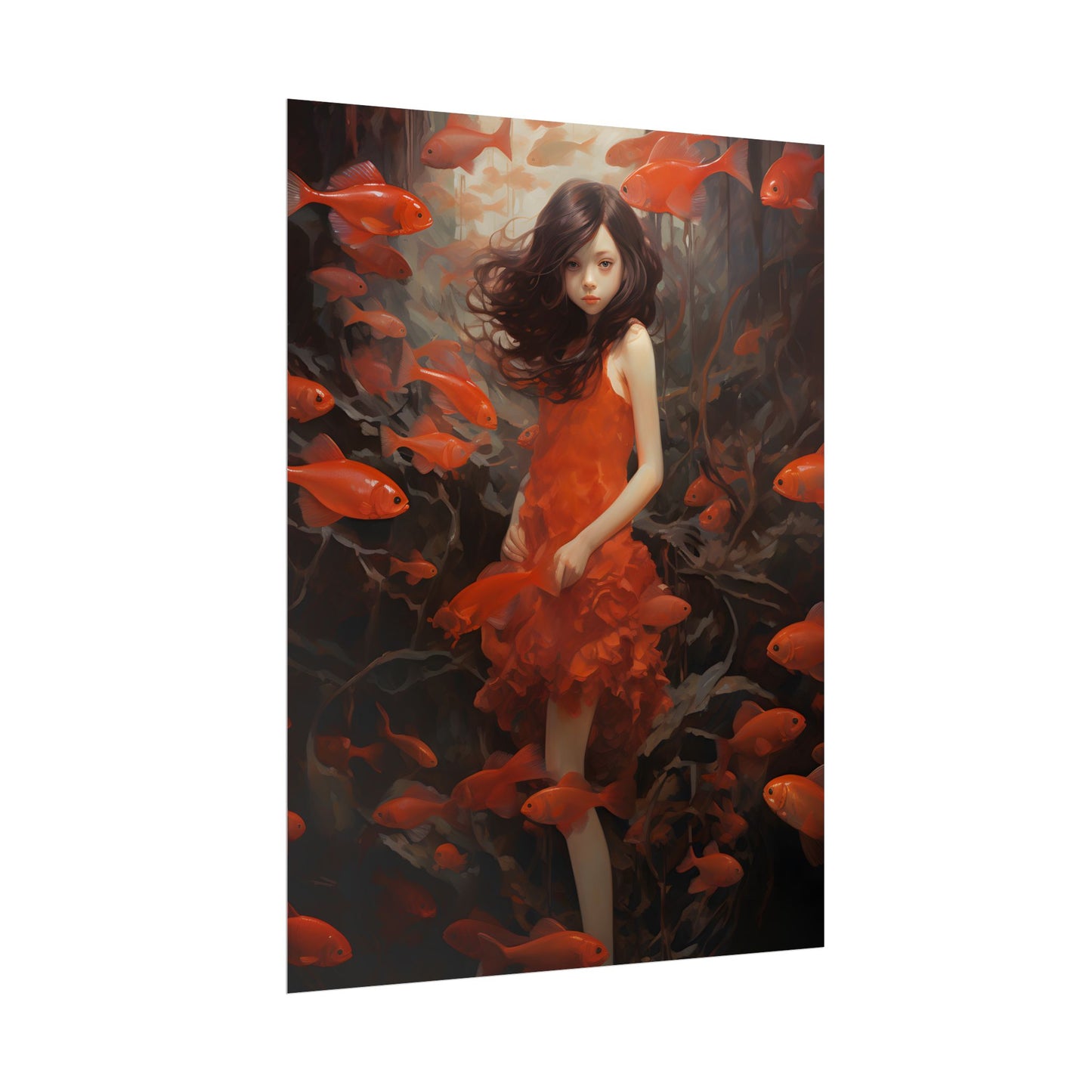 Simple Orange Still Life: Casual Wooden Table Art - Poster