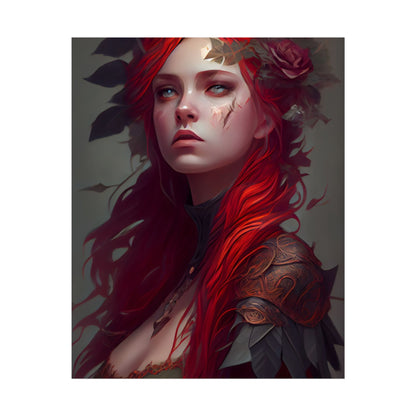 Intimate Red Hair Portrait: Artistic Female Figure in Black Dress - Poster