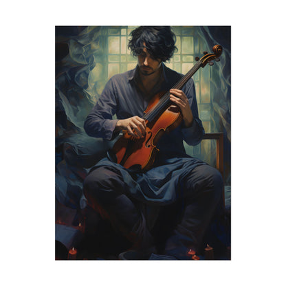 Mysterious Musician: Intimate Guitar Portrait - Poster
