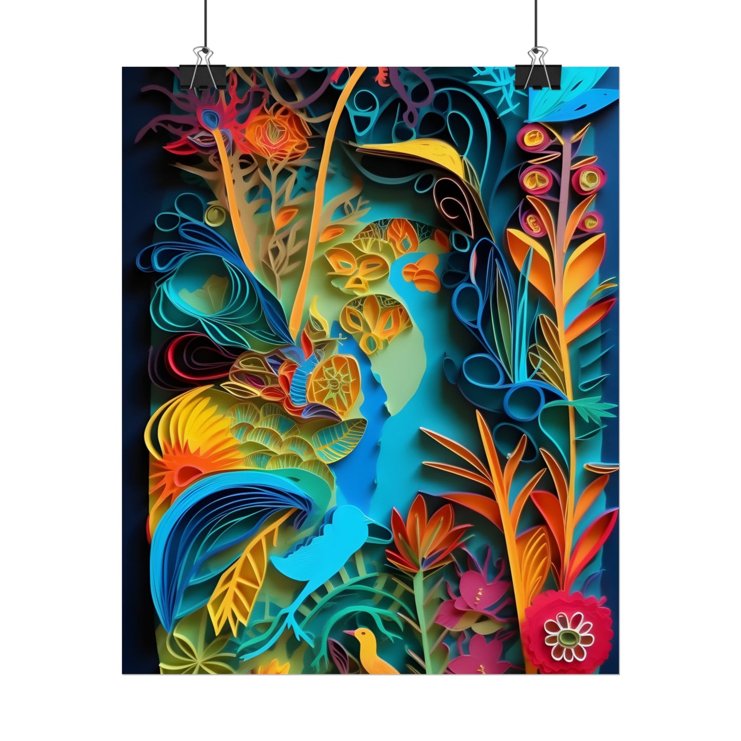 Indian Quilled Landscape: Colorful Paper Art - Poster