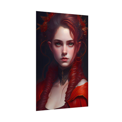 Redhead Portrait: Vibrant Dress Artwork - Poster