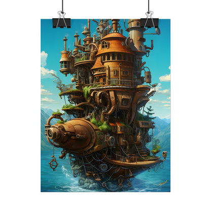 Oceanic Steampunk Treasure Dive: Underwater Adventure Artwork - Poster