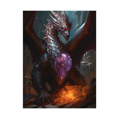 Ancient Fantasy Dragon Guarding Lair: Mythical Artwork - Poster