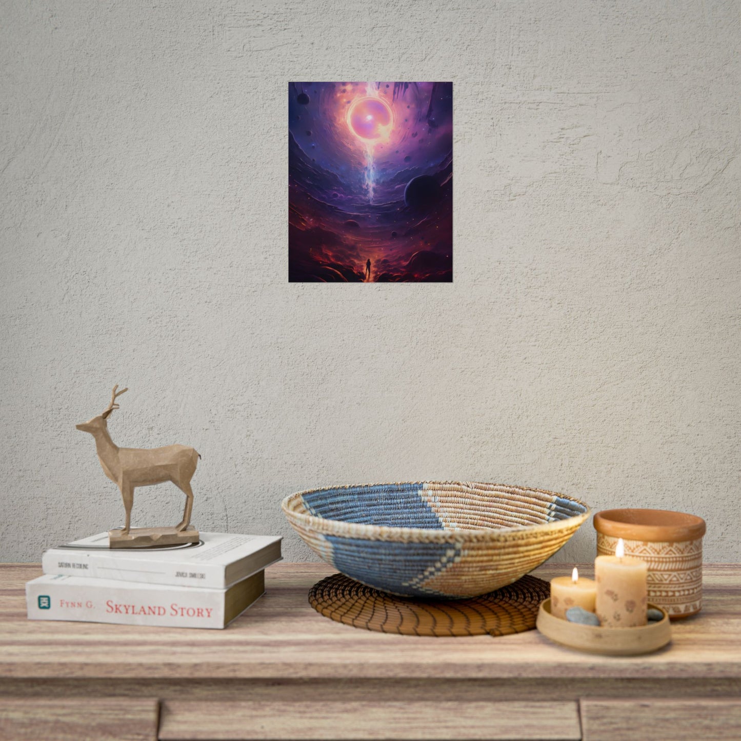 Black Hole Cosmic Odyssey: Dark Planet in Space Art - Poster