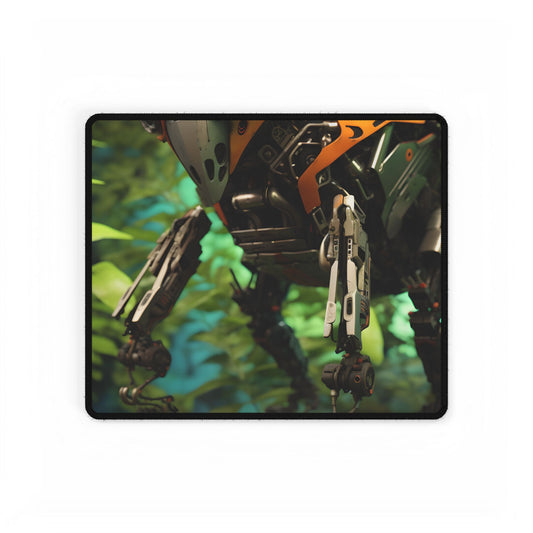 Robotic Wildlife Sanctuary: AI-Operated Guardian in Bloom - Desk Mat