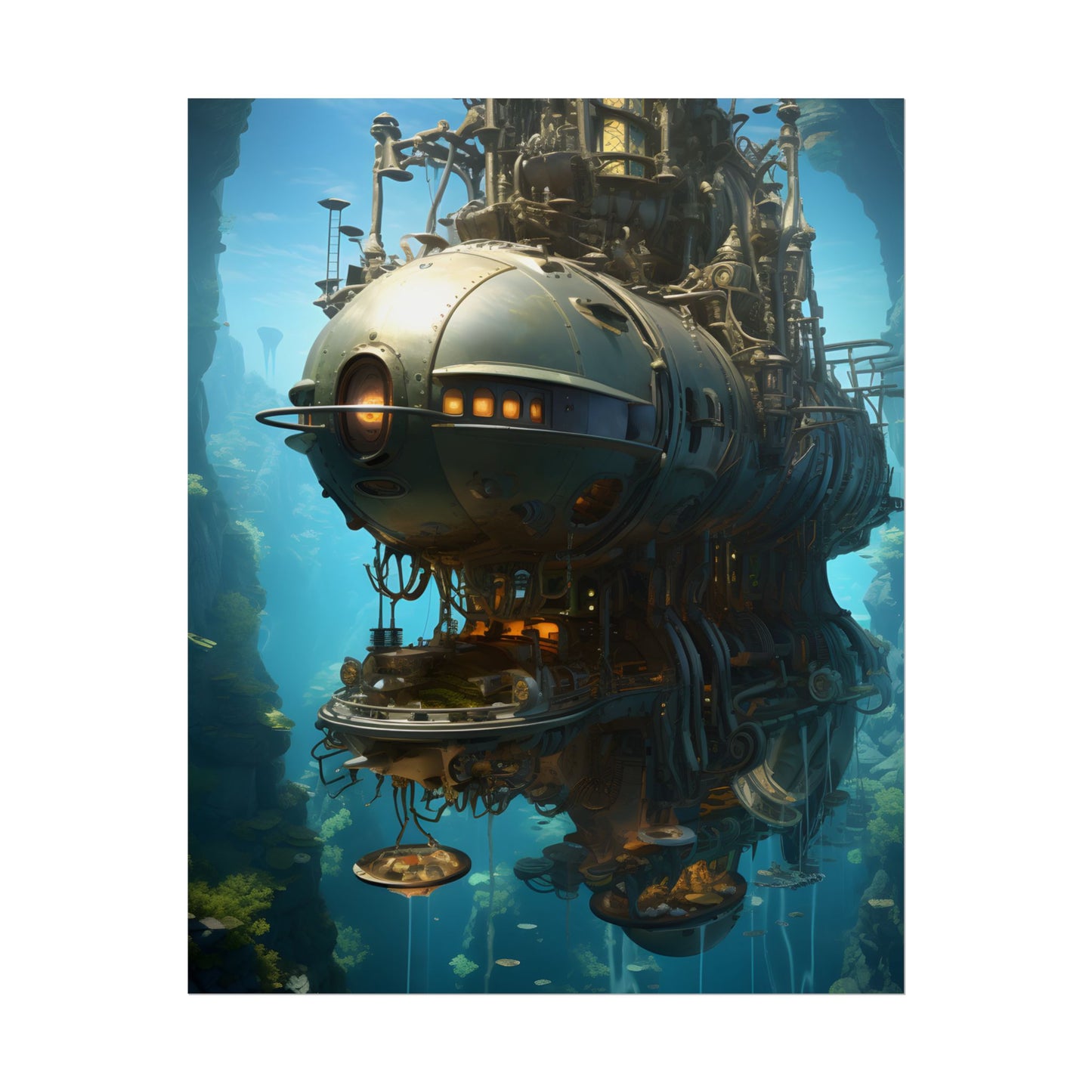 Steampunk Oceanic Adventure: Crew Sails the Horizon - Poster