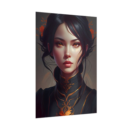 Realistic Female Portrait in Elegant Dress - Poster