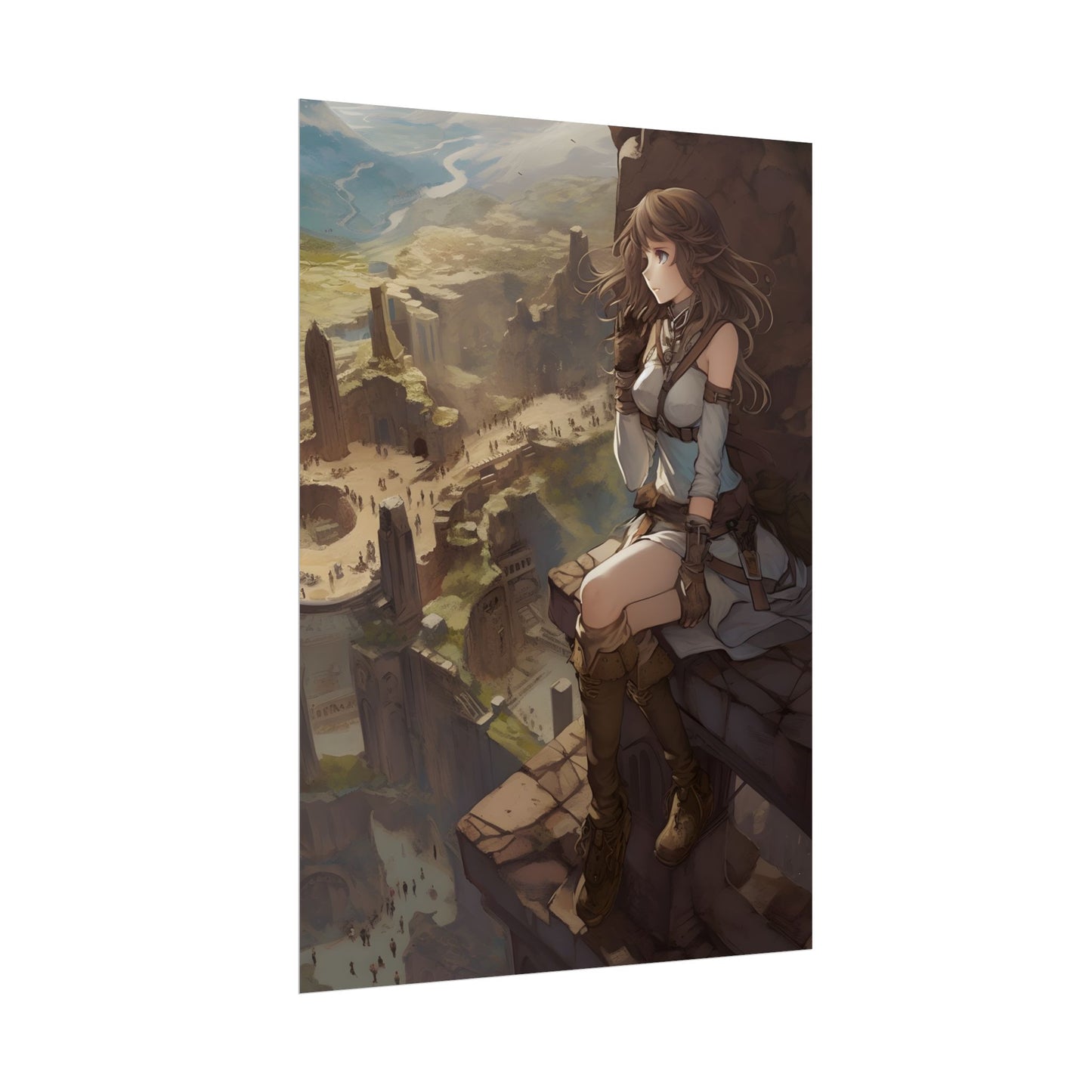 Heroic Bird's Eye View: A Detailed Anime Scene - Poster