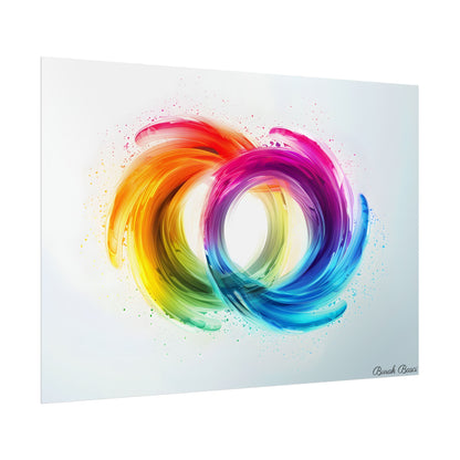 Swirling Colors: Gradient Artwork with Red, Blue, and Yellow Circles - Poster