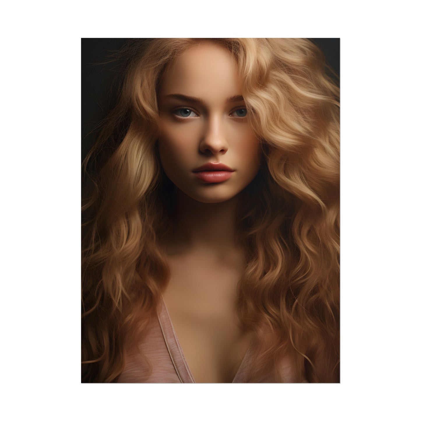 Modern Blonde Woman: Minimalist Style Portrait - Poster