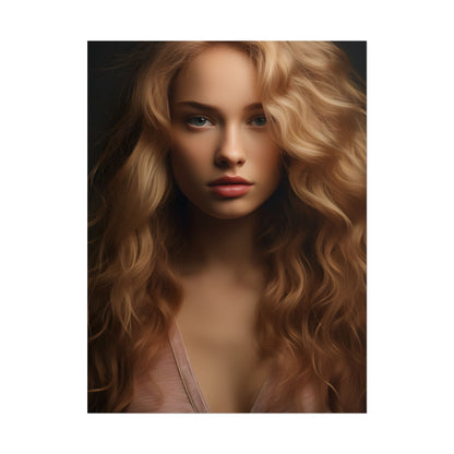 Modern Blonde Woman: Minimalist Style Portrait - Poster