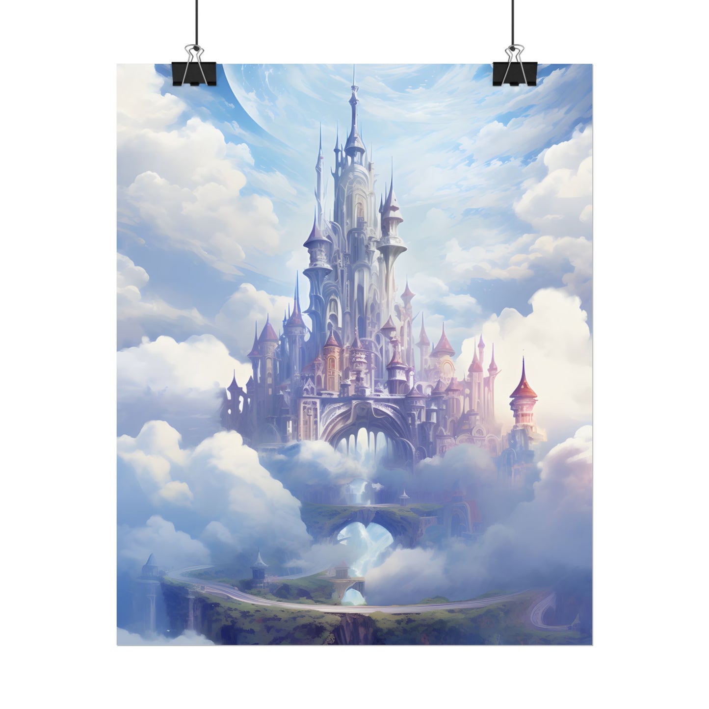 Floating Fantasy City: Celestial Digital Art - Poster
