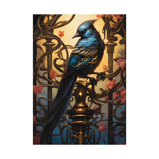 Songbird Guardian: Intense Portrait Digital Art - Poster