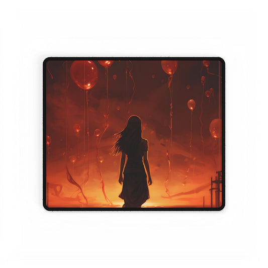 Vibrant Scene: Person in Colorful Backdrop - Desk Mat