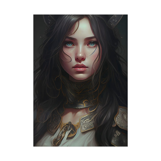 Vibrant Red Portrait: Dynamic Female Artwork - Poster