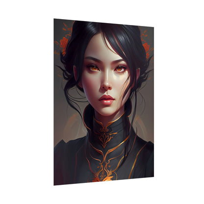 Realistic Female Portrait in Elegant Dress - Poster