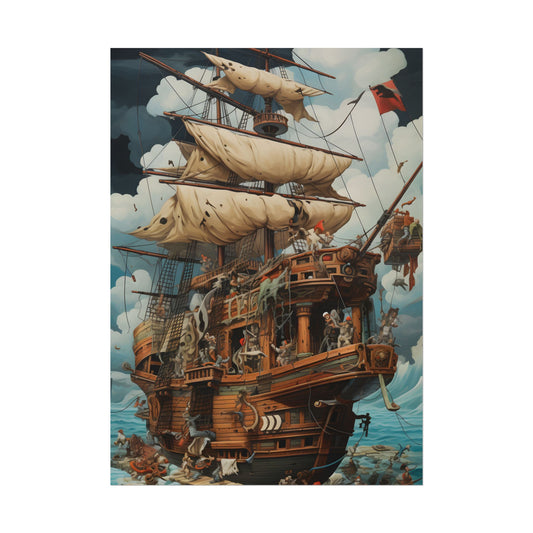 Time-Traveling Pirate Crew: Swashbuckling Adventure Art - Poster