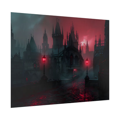 Dark Gothic Cityscape: Misty Twilight Artwork - Poster