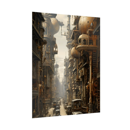 Steampunk Cityscape: A Glimpse into Jules Verne's Paris - Poster