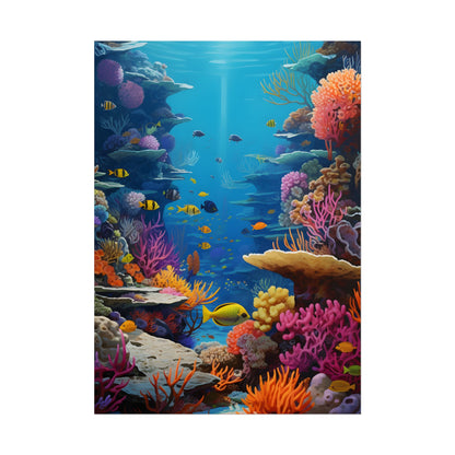 Vibrant Coral Reef Sanctuary: Tropical Marine Life Art - Poster