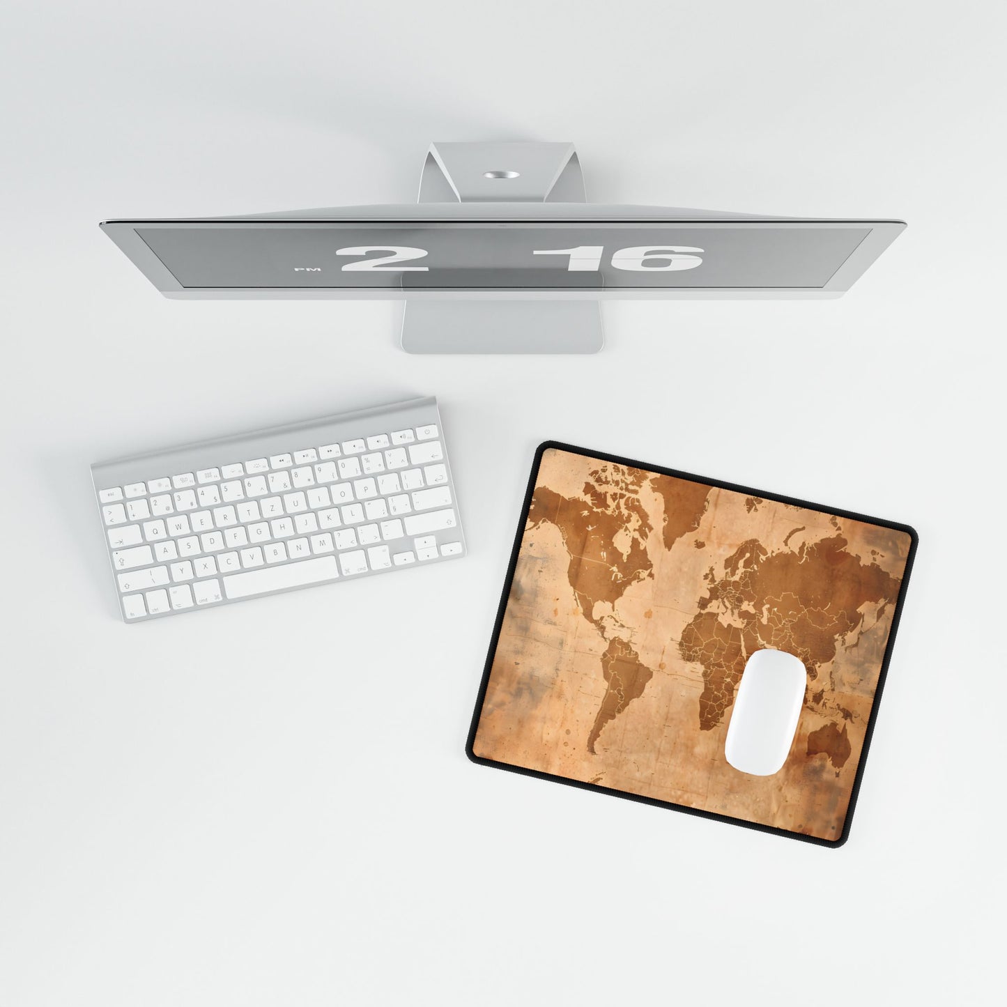Vintage World Map: Artistic Cartography on Canvas - Desk Mat