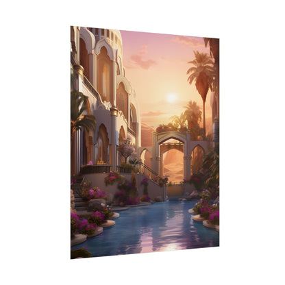 Desert Oasis Serenity: Arabian Nights-Inspired Artwork - Poster