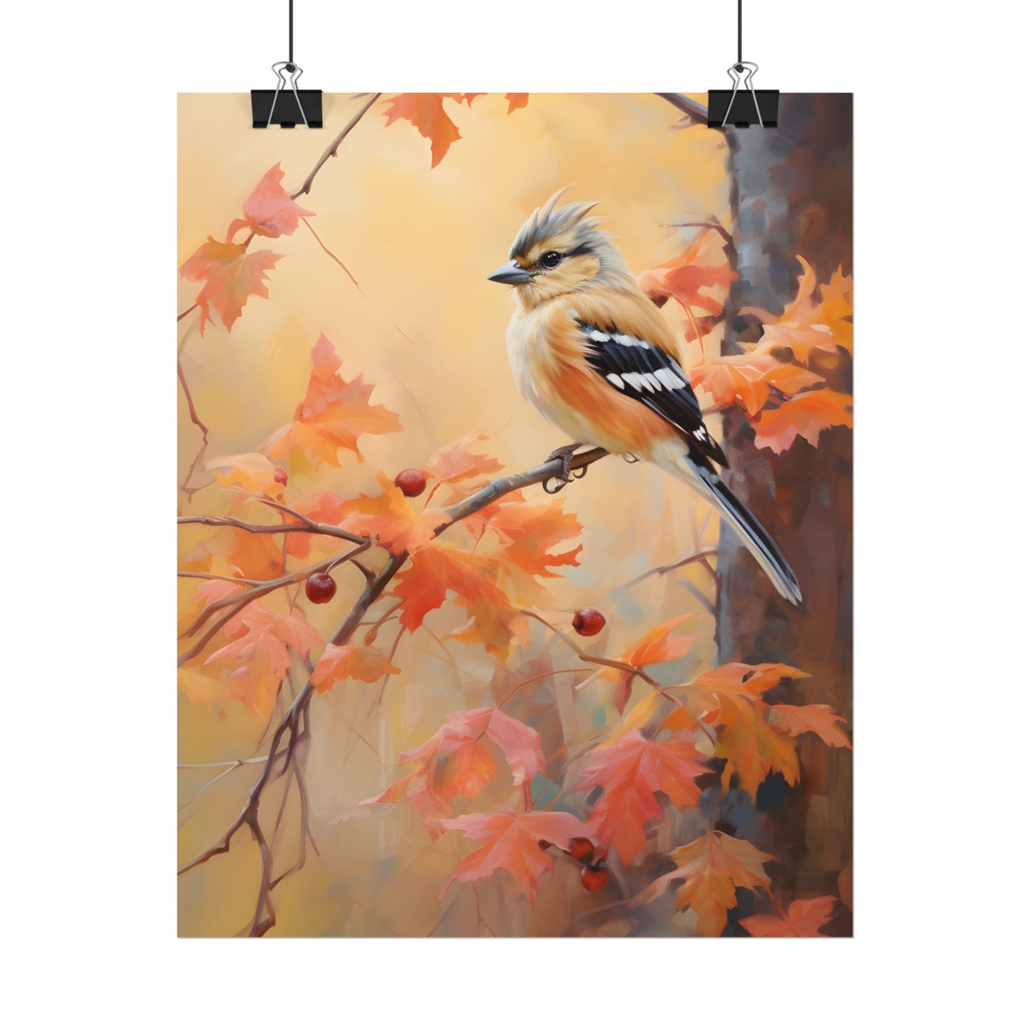 Vibrant Autumn Oak: Realistic Oil Painting - Poster