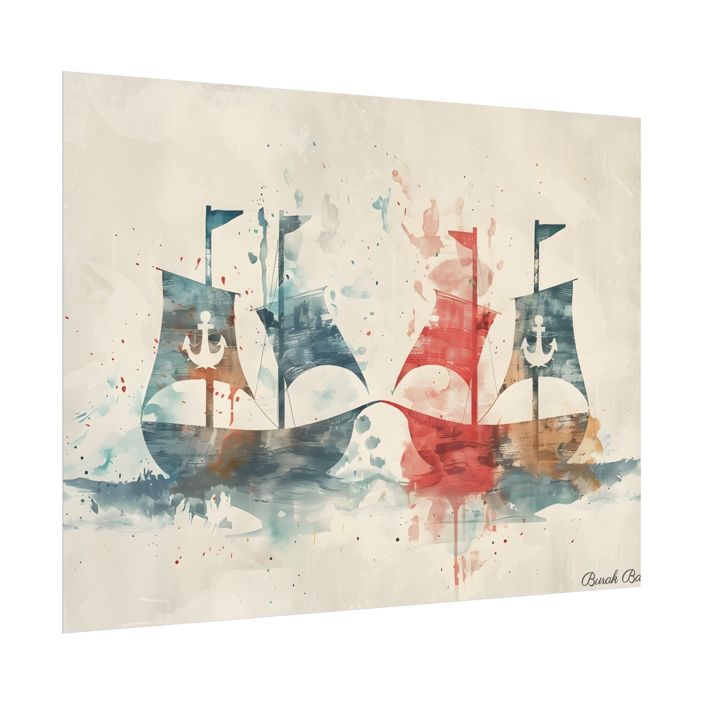 Vintage Nautical Flags: Antique Maritime Heraldry Illustration - Poster