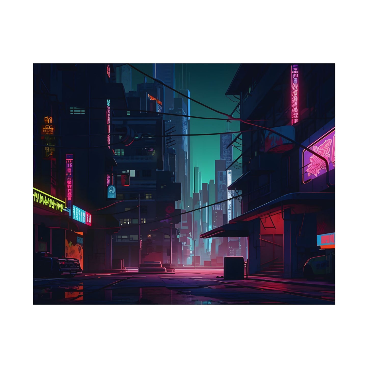 Nightfall in Neo-City: A Melancholic Cyberpunk Scene - Poster