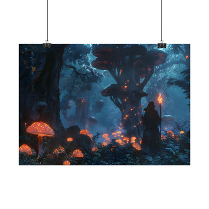 Mystical Forest Encounter: Vibrant Witch Artwork - Poster