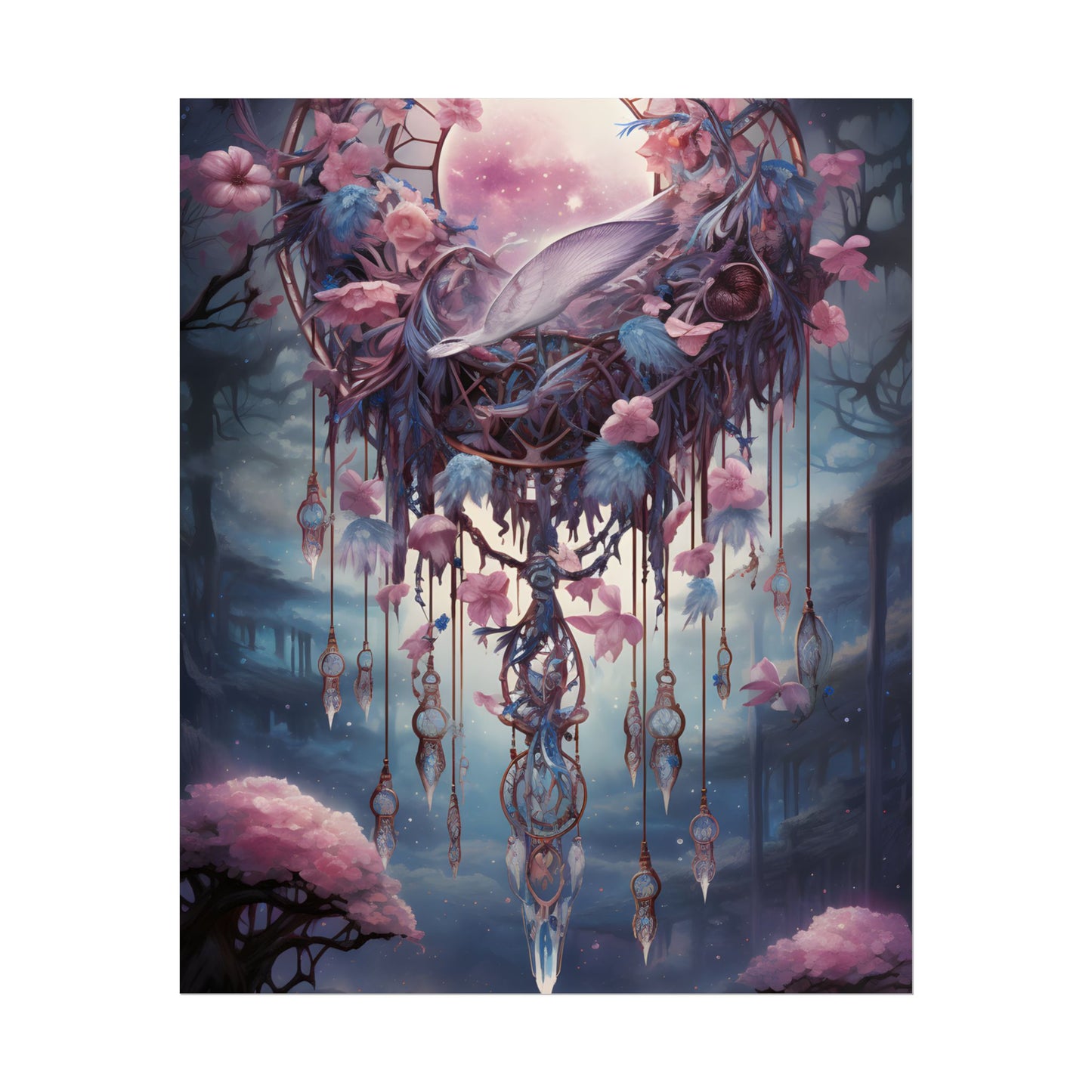 Surreal Landscape: Serene Tree in Vast Sky - Poster
