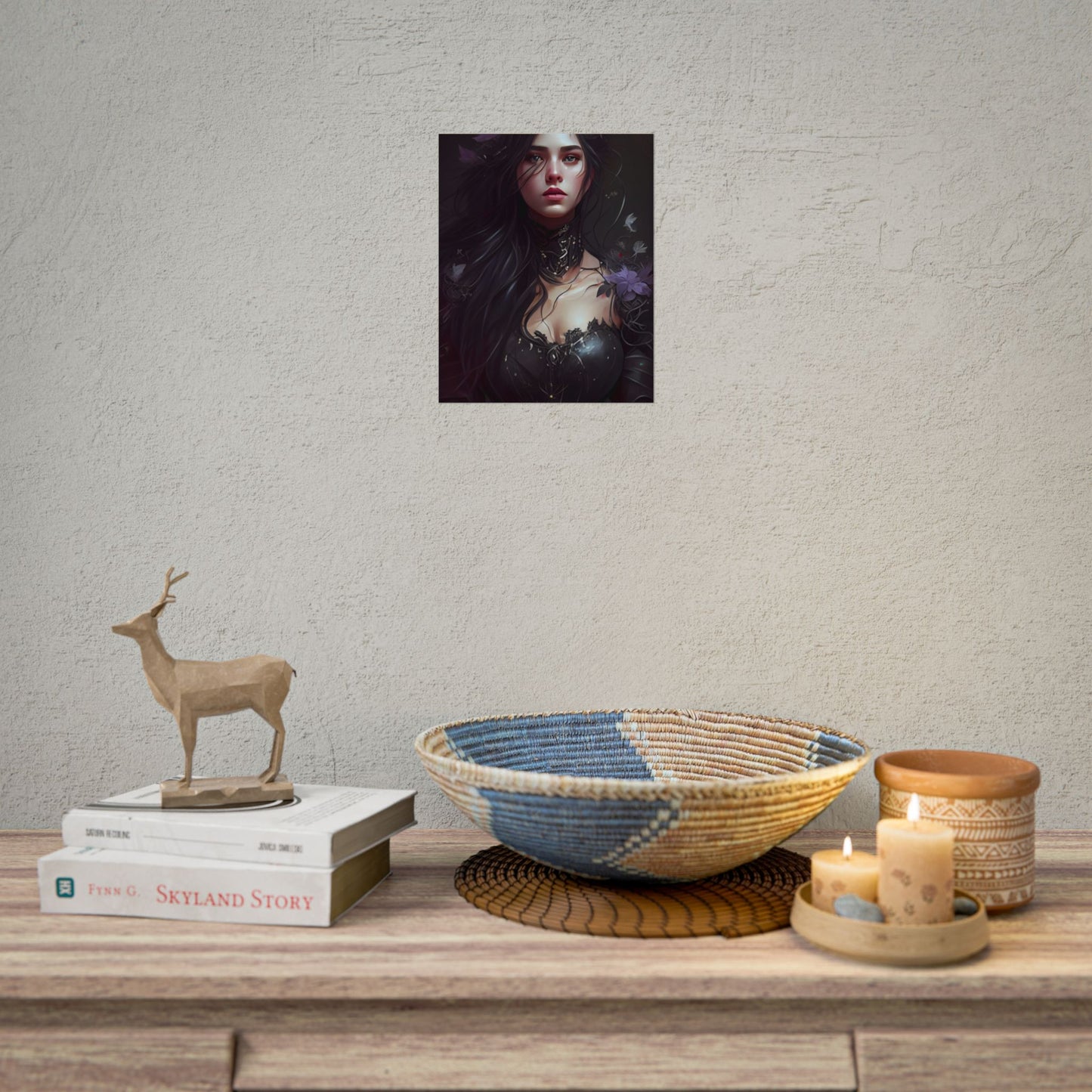 Striking Woman Portrait: Black Hair Artwork - Poster