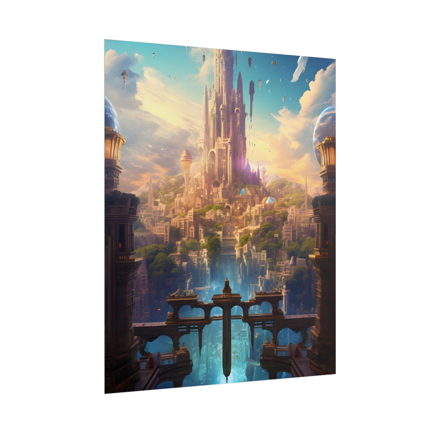 Floating Columbia: Breathtaking Serene Cityscape Artwork - Poster