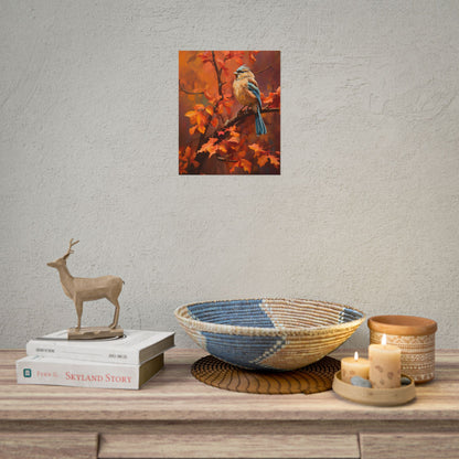 Vibrant Oak Branch: Colorful Oil Painting Artwork - Poster