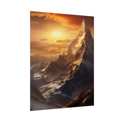 Majestic Mountain Summit: Epic Sunrise View - Nature Landscape Art - Poster