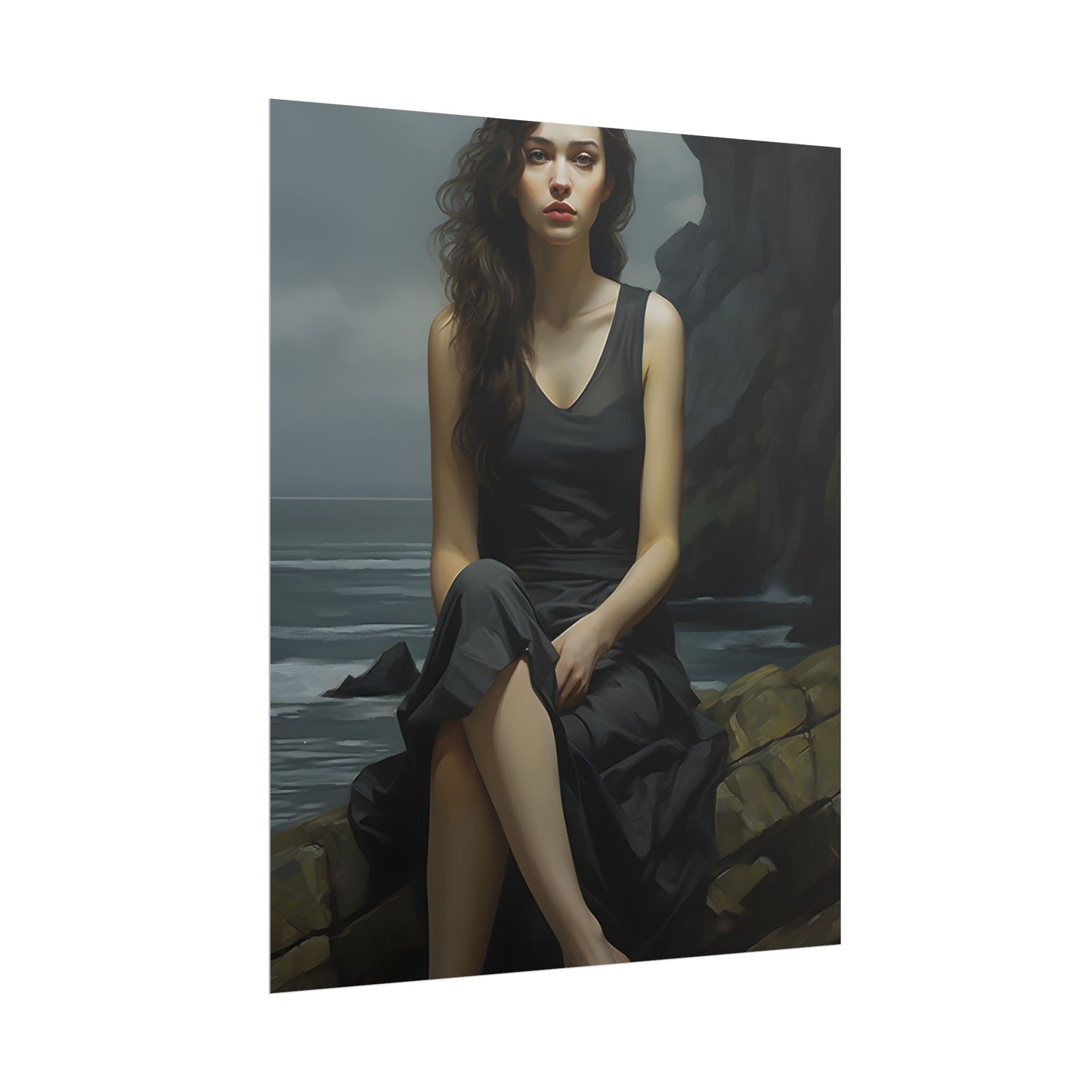 Serene Face with Glasses: Neutral Expression Art - Poster