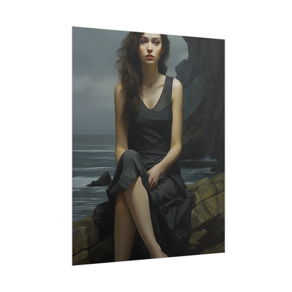 Serene Face with Glasses: Neutral Expression Art - Poster