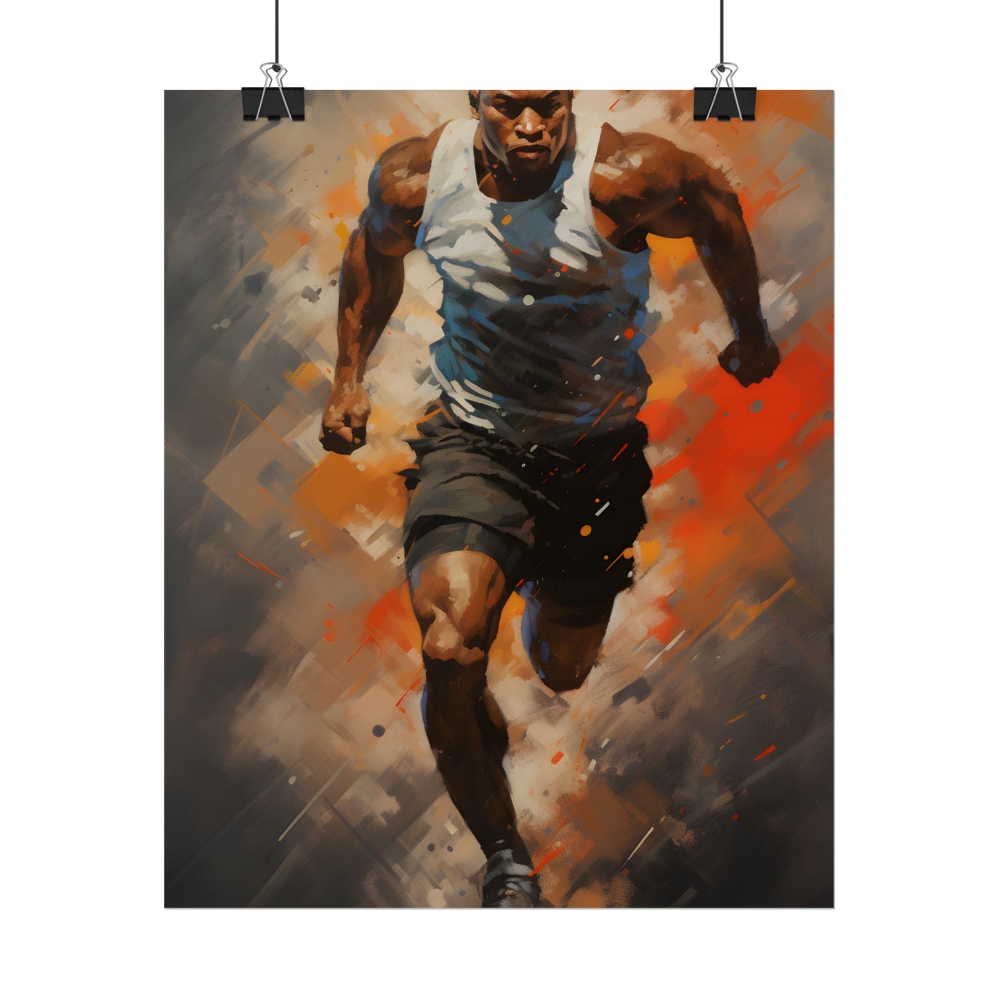 Passionate Athlete in Motion: Dynamic Portrait Artwork - Poster