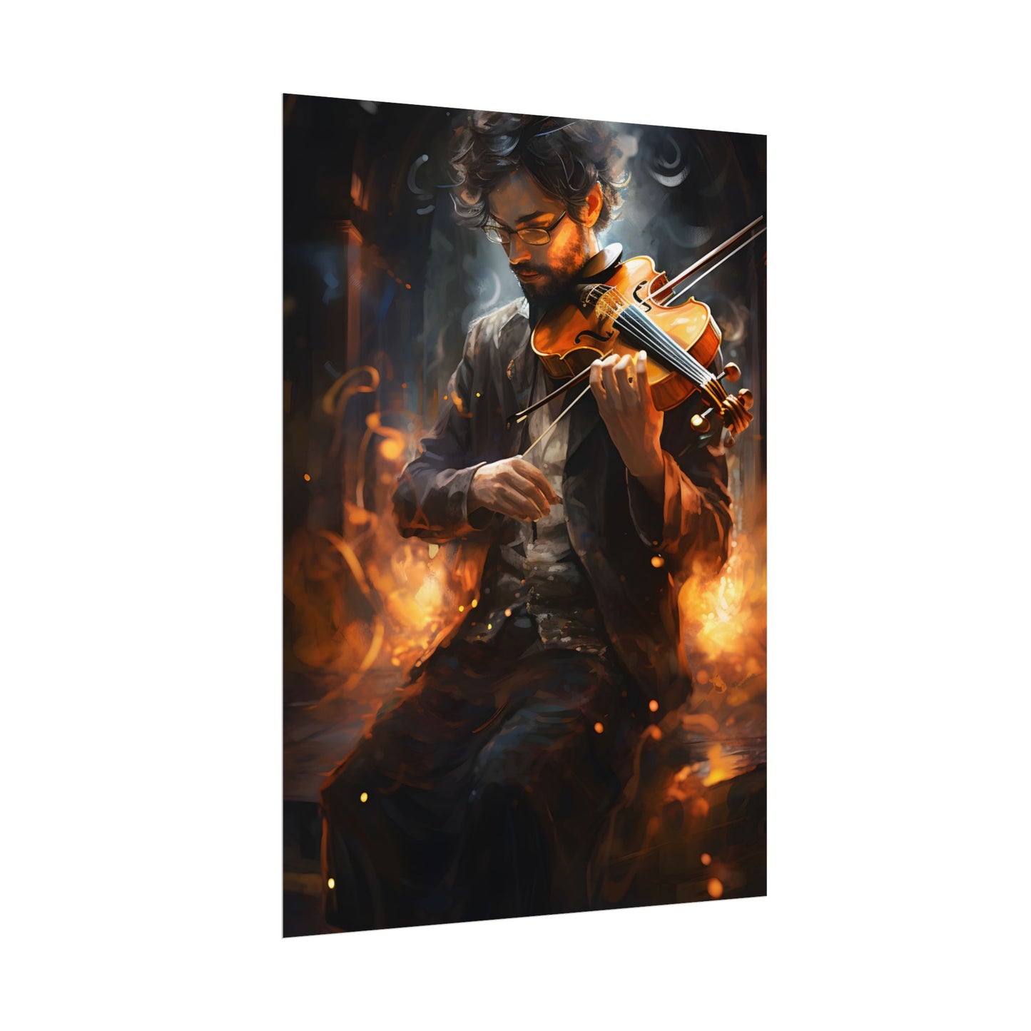 The Mysterious Musician: Close-Up Portrait with Violin - Poster