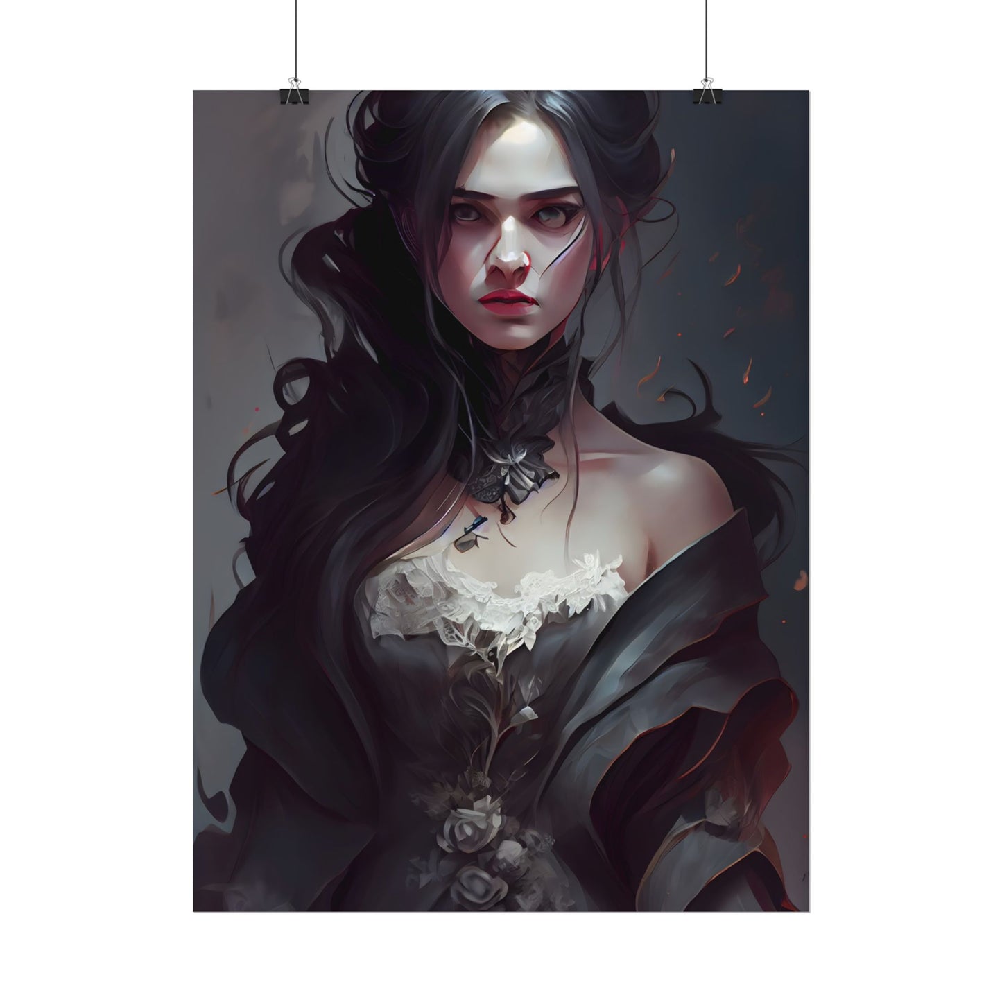 Black Haired Female Portrait: Elegant Outdoor Beauty - Poster