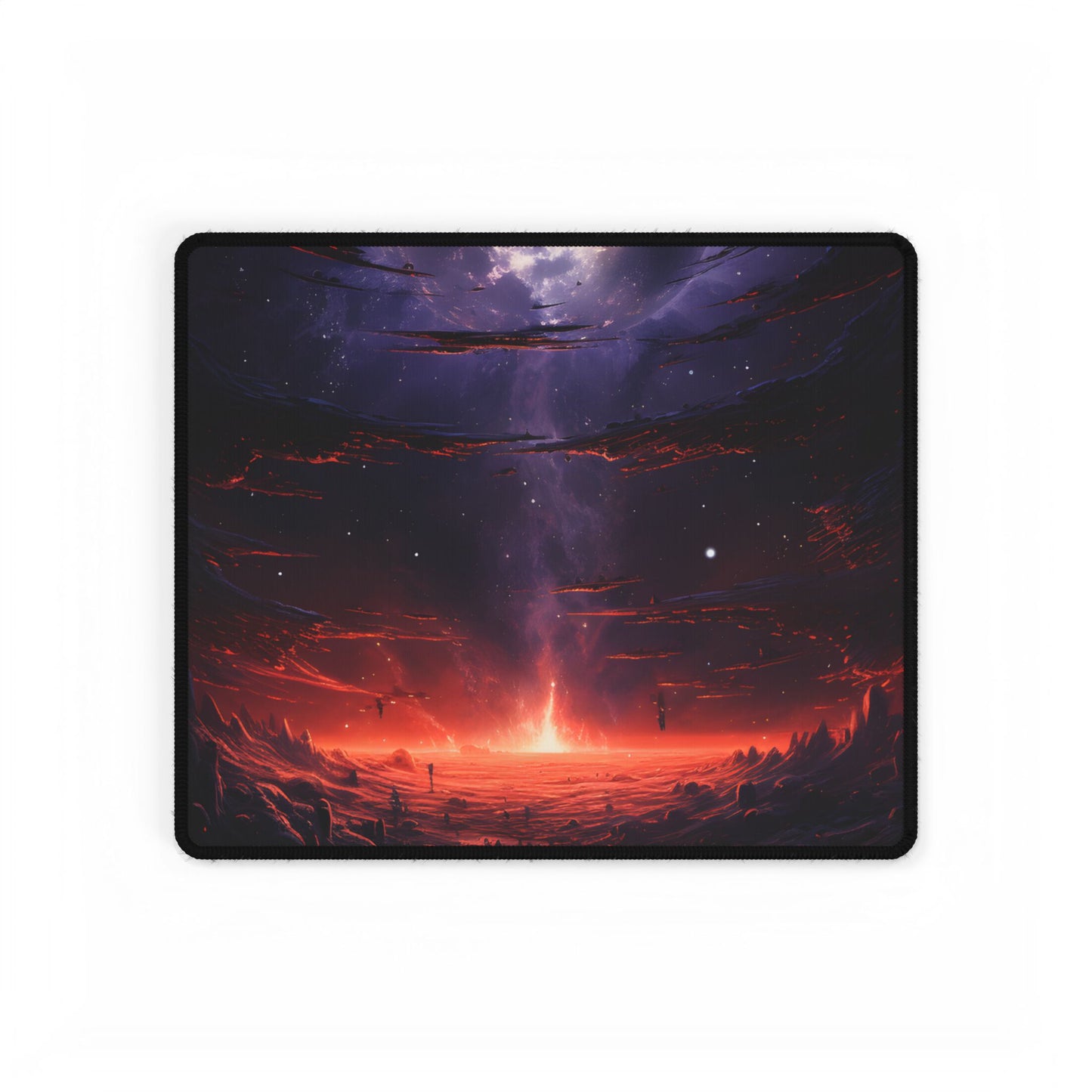 Vivid Black Hole Planet: A Detailed Cosmic Artwork - Desk Mat